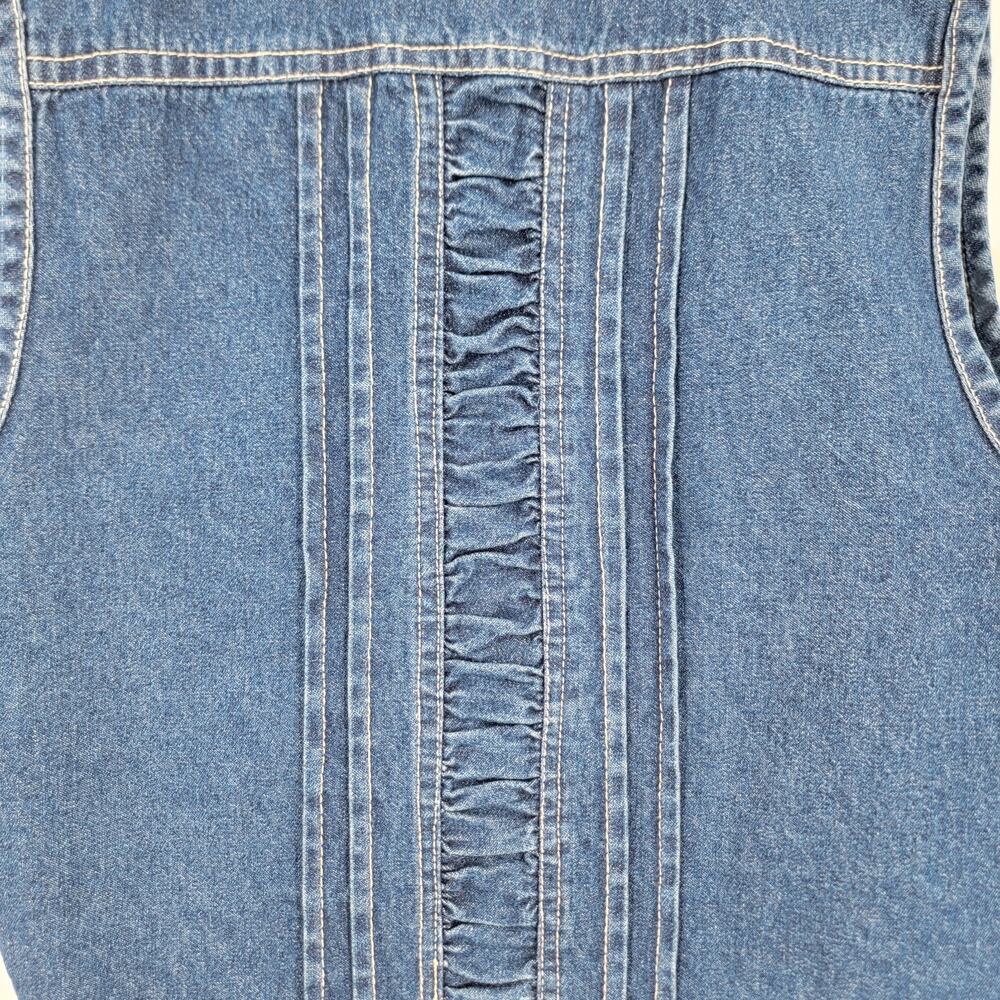 Passports Denim Vest Womens XL Blue Textured Trim Hook and Eye Closure Vintage - Picture 8 of 14